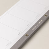 Planificador de bloc semanal, para planear tu semana en una libreta panorámica o formato panorámico con diseño elegante y materiales sostenibles.