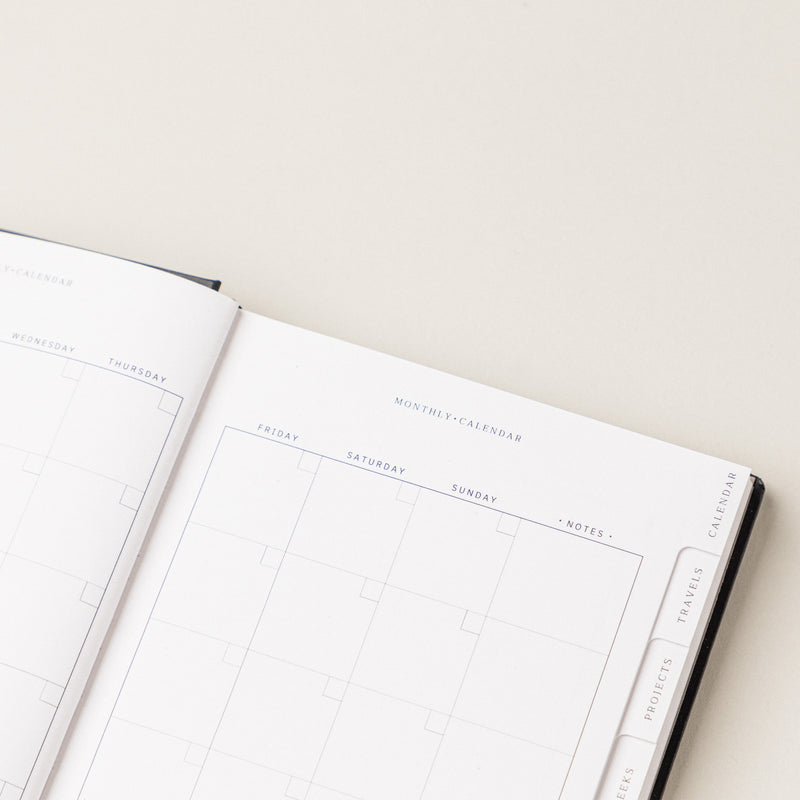 Planificador personal sin fechas con calendario