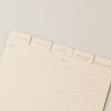 Diseño caja de recetas para recetarios hecho a mano, artesanal para crear ficha de recetas con diseño para escribir tus recetas semanales en muchas sostenibles hechas de papel de piedra.