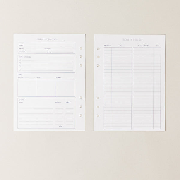 Recambio de papel reciclable con asignaturas para organizacion