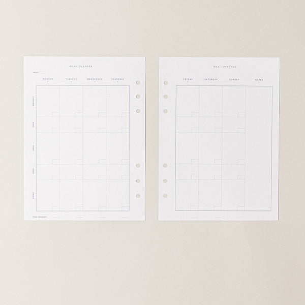 Recambio de papel reciclable para planear menus  para agenda