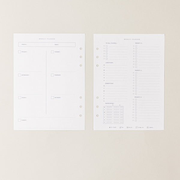 Recambio de papel reciclable con planificador semanal sin fechas para agenda