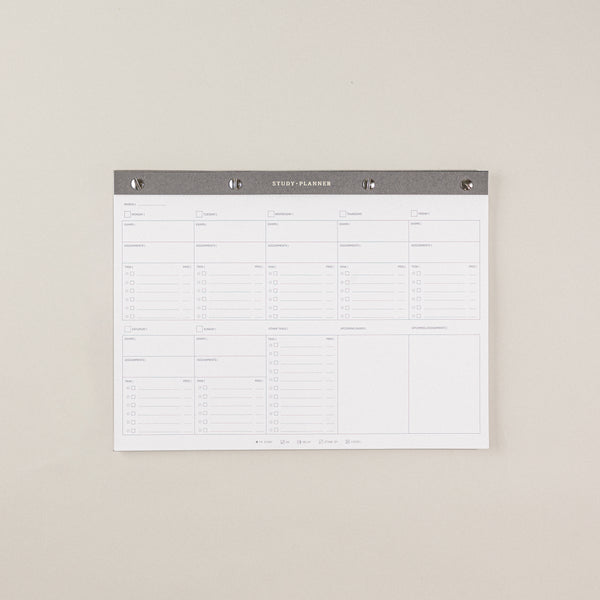 Mi bloc de notas con planificador de estudios para trabajo en tus métodos y organización de estudios. Para una planificación de estudio, con un to do list en un bloc de notas A4.