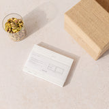Diseño caja de recetas para recetarios hecho a mano, artesanal para crear ficha de recetas con diseño para escribir tus recetas semanales en muchas sostenibles hechas de papel de piedra.